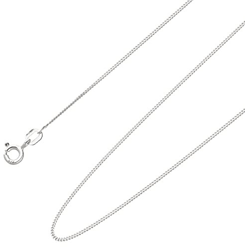 Ardeo Aurum Unisex Damen Herren Kette aus 375 Gold Weißgold Panzerkette Halskette 1 mm Breite und 45 cm Länge mit Federringverschluss
