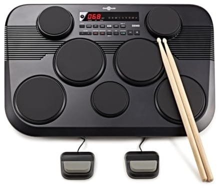 Gear4music Elektronisches Tischschlagzeug Pads für erwachsene Anfänger | Für Anfänger und Übung zuhause, 7 anschlagdynamische Pads, 270 Sounds, 100 Begleittracks