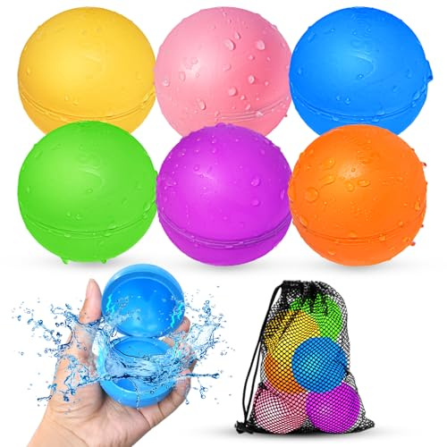 Globos de Agua Reutilizables para niños, Juguetes acuáticos de Verano para niños y niñas, Juguetes de Playa para Piscina para Fiesta de Verano(6Pcs)