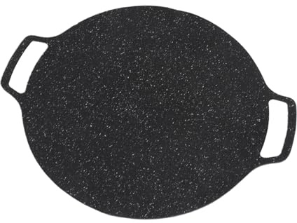 Atyhao Padella per Barbecue, Piastre e Griglie elettriche Elettrodomestici per la Cucina Coreana, Piastra Calda a Forma Curva Rotonda Nera per Il Campeggio (30cm)