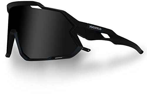 JOGVELO Polarisierte Sonnenbrille, Fahrradbrille Herren Damen mit 3 Wechselgläsern Sportbrillen Radbrille für Radfahren Laufen Angeln