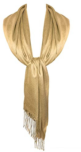 TOSKATOK Damen Damen Stilvolle Glitter Sparkle Abend Schal Pashmina Wrap Stola mit Quaste Finishing
