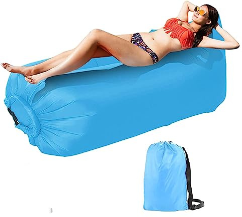 RZXBB Aufblasbares Sofa,Air Lounger Camping Accessories,Camping Sofa Wasserdicht Anti-Luft Leaking,Tragbares,Luft Sofa Für Outdoor, Party, Reisen (Blau)