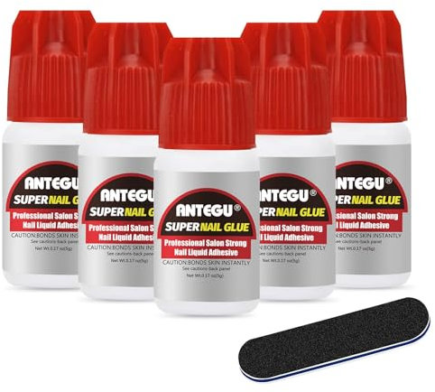 5pcs*5g Nail Glue Extra Strong for Acrylic Nails,With Nail File,Strong Nail Glue for Diamond Gem Nail Art,Suitable for Natural Nails,Helping to Repair Damaged Nails