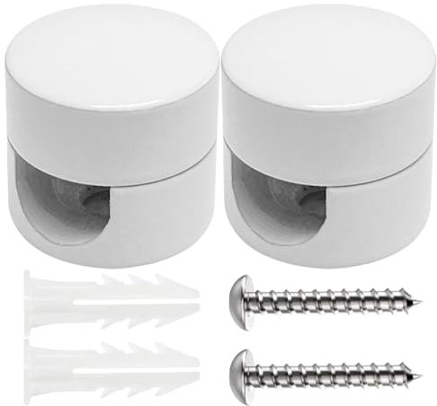 ANBOO 2 perni da parete e da soffitto in alluminio per cavi tessili, fissaggio a soffitto, con viti e tasselli, per il proprio progetto fai da te (bianco)