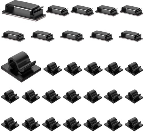 30 Stück Kabelhalter, Kabelführung Organizer Kabelclips Selbstklebend Outdoor KabelklemmenMini Outdoor Kabel Clips mit Klebebändern Lichtclips