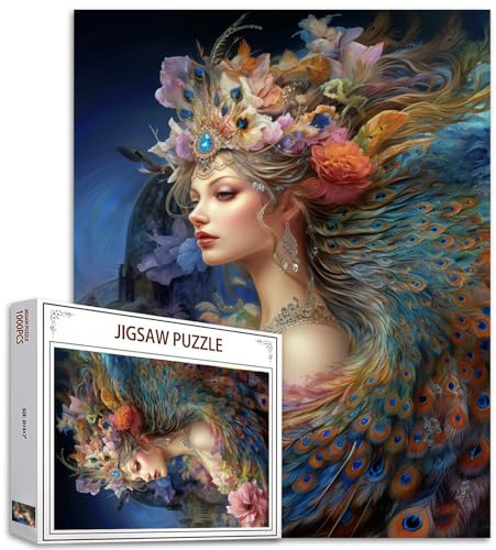 Tucocoo Puzzle de 1000 pièces pour adultes - Peinture à plumes - Jolies fleurs - Pour filles - Jeu d'activités familiales - Coloré - Décoration murale - Cadeaux