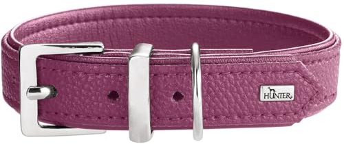 HUNTER Hundehalsband Sofia, Farbe: Himbeer, Kunstleder in Rindnappa-Optik, pflegeleicht, Brilliant gefärbt, weich gepolstert, reißfest, Made in Germany, Größe 50