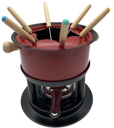 perfk Fondue Maker Pot Fondue Pot con 6 Palos Multiusos Fondue Pot Set Fondue de Queso Olla para Festival Queso Carne