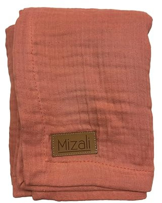 Mizali Couverture en mousseline de qualité supérieure pour bébé - 120 x 120 cm - 4 couches - Coton respirant - Couleur unie - Couverture d'été - Couvre-lit pour enfants - Cadeau pour nouveau-né (rouge