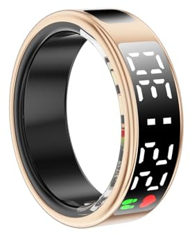 Anello intelligente, IP68, anello intelligente con funzione diplay, per donne, uomini, con sonno, cardiofrequenzimetro, monitoraggio dell'attività fisica impermeabile, pedometro, contapassi, Bluetooth