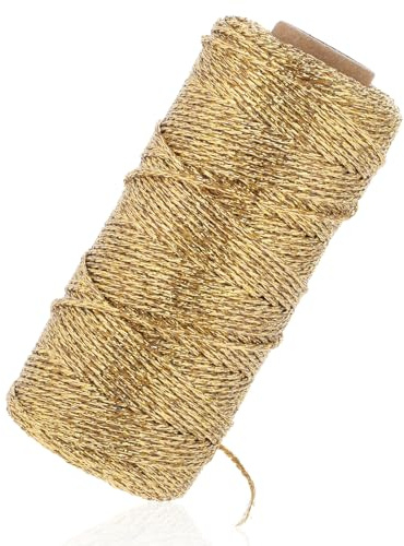 100m Goldene Schnur, 1.5MM Gold Kordel Nicht Elastisch Nylonschnur Goldfaden DIY Bastelschnur Kordelband Goldene Schnur zum Basteln,Hochzeitsdekoration,Weihnachtsdekoration oder Verpacken