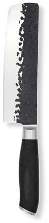 FIVI Hackmesser MATT 18 cm | Robustes Küchenbeil aus deutschem Edelstahl mit Hammerschlag & Pakkaholzgriff | Profi Hackbeil zum Zerkleinern von Fleisch, Knochen & Gemüse