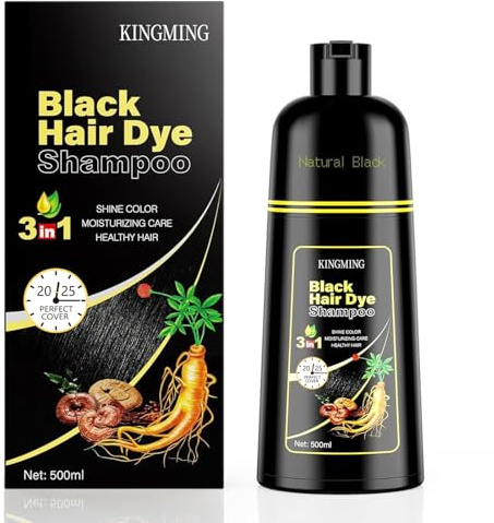 Schwarz Haarfärbeshampoo für Graues Haar 3 in 1, Haarfarben Shampoo für Männer und Frauen, Black Hair Dye Shampoo for Gray Hair, shampoo gegen graue haare (500 ml)