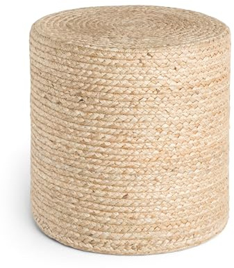 Hanse Home Looma Jute Pouf - Natürlicher Sitz-Pouf aus Jute, Zylindrische Form im Boho Look, Hocker, Ottoman, Sitzhocker, Sitzkissen für Wohnzimmer, Esszimmer, Flur - Natur Gold, 40x40x40