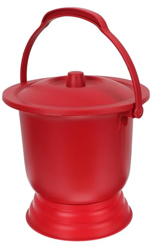 VICASKY Crachoir Rouge Couvercle en Pp, Anti-éclaboussures, Seau de Chambre Portable pour Adultes, pour Usage Nocturne et Soins à Domicile
