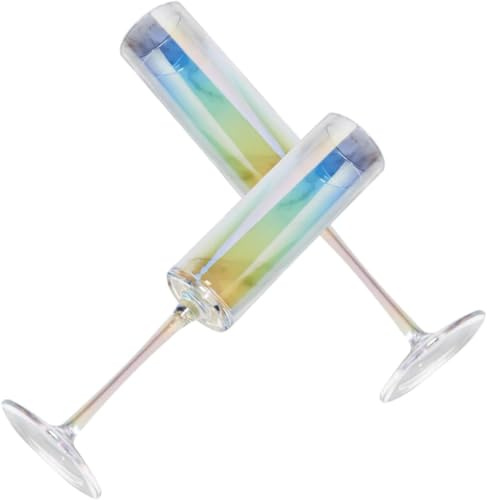 OZLMBERN Copa de pie Alta Copa Arco Iris Colorida Cristal de Cristal champán Vaso Colorido Vaso Tinto Vaso Creativo Copa de ión chapada