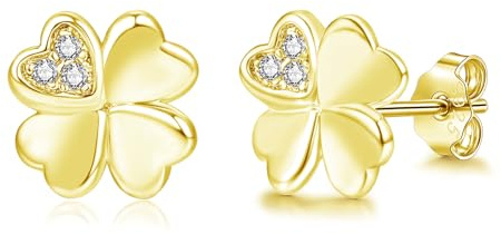 Loutade 925 Sterling Silber Blumen/Vierblättriger/Schwan Ohrstecker | Ohrringe Stecker mit Cubic Zirkonia, 8mm Kleine Funkelnd Knorpel Schlafen Ohrstecker, Ohrringe für Damen Mädchen