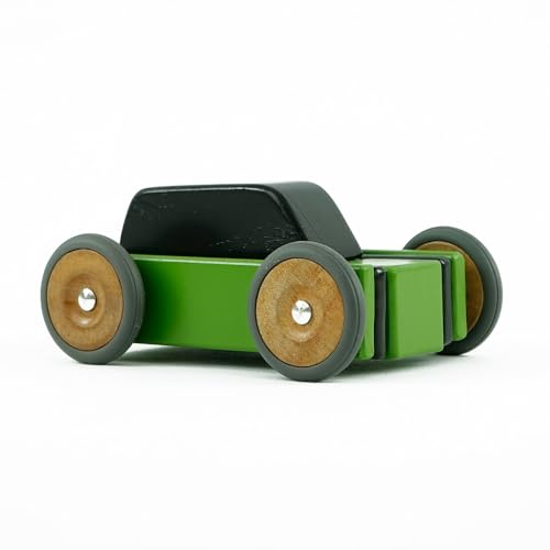 Tegu Compact Car Hatch Grün 15-teilig Magnetische Holzbausteine Holzset Holzspielzeug Holzauto Bausteine für Kinder