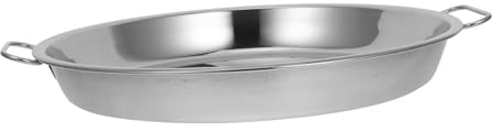 LOORGVEL Plateau de Service INOX Rond avec Poignées Plateau Pâtisserie Four Multifonction