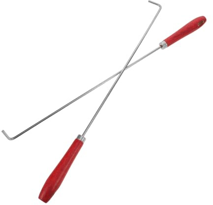 SHINEOFI 2pièces Crochets Pour Cheminée Tisonnier Long Avec Manche Bois Isolé Kit Outils Pour Feu De Camp Perche Robuste Pour Foyer Extérieur Et Intérieur Outils Portables Pour Gestion De f