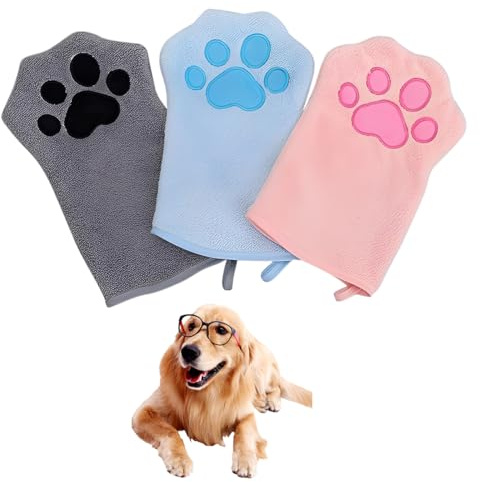 THQAE 3 Pcs Mikrofaser-Waschhandschuhe, 15 x 22 cm, super saugfähige und weiche Gesichts-Waschlappen, Handschuhe im niedlichen Tier-Stil, sanftes Peeling für Babys, Kleinkinder und Kinder, Bad