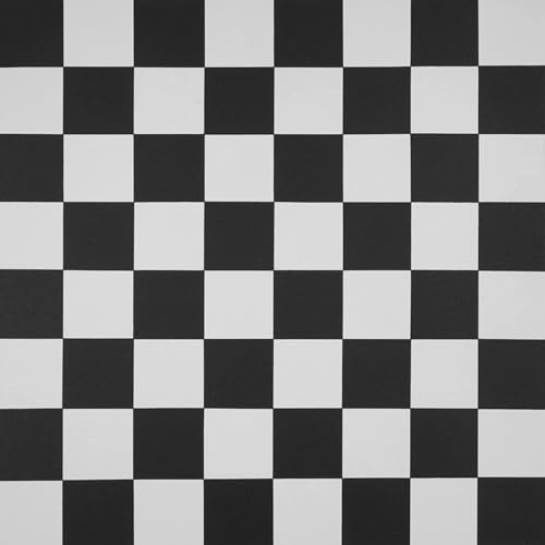 Vinyl Flooring Black White Checkerboard Tile Effect Foam Backed Vinyl Flooring Roll | Non-Slip Easy Clean Waterproof Lino Vinyl Floor | Kitchen, Bathroom Flooring (Checkerboard, 4m x 5m)