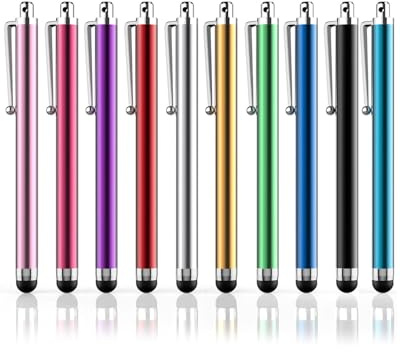 HUVZOR 10 Pezzi Penna Stilo, Penna per Tablet, Pennino Capacitivo, Universale, per Tablet, Touch Screen Del GPS Auto e Tutti Gli Schermi Capacitivi (10 Colori)