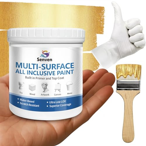 Gold Paint 5.3 Fl Oz Metallic Liquid Gold Leaf Paint Rich Golds Paint for Metal, Wood, Canvas, Appliance, Furniture, Clay DIY, & Art Handcrafts Fast Drying Acrylic Metallic Finish Artwork & Home Décor