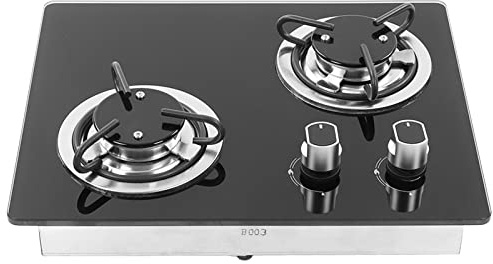 Asixxsix Plaque de cuisson à gaz 2 brûleurs pour camping-car, caravanes, bateaux, avec réglage multi-positions de la flamme et système d'admission d'air 3D.