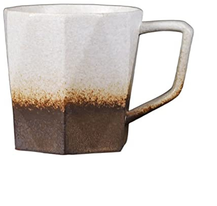 FUHAI-666 Tazas de cafe Taza antigua Vintage, taza de café Simple hecha a mano, for beber cerámica rugosa, desayuno gran capacidad 400ML(A)