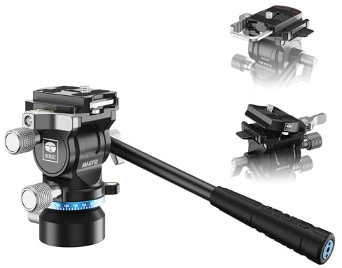 SIRUI AM-KV10 Cabezal de Trípode Pan & Tilt con Base Niveladora de 8° | Cabezal metálico con montura de liberación rápida de entrada lateral, cabezal de trípode para vídeo, carga máxima 5kg