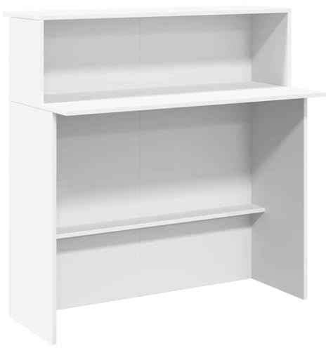 HPUYRFG Bancone per ricevimento, bianco, 100 x 50 x 103,5 cm, in legno con ripiano integrato, per ufficio, hotel, studio e salone