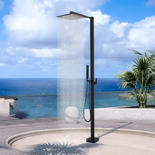 CAPRYSE Doccia da Giardino Nera in Acciaio Inox con Acqua Calda e Fredda