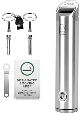 Gravity Ashtrays Hochwertiger Aschenbecher für Außenbereich aus Edelstahl - Verschließbarer Stand-Aschenbecher wandhängend für Gastro, Büro, Kneipen und Cafes