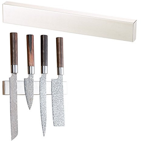 Rosenstein & Söhne Empty Knife Blocks - rotaia coltello: Magnete- Barra di coltelli, magnete extra forte, acciaio inossidabile spazzolato (cucina Striscia magnetica, Strisce magnetiche per coltelli)