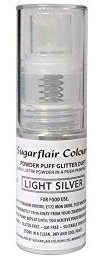 Sugarflair Powder Puff Glitter Dust Spray - Light Silver 10g