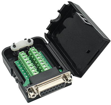 DB15 Breakout Connector Female Adapter 15-pin Port Adapter to Terminal Connector Signal Module with case(Female Connector,with Nut)
