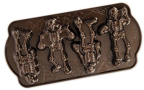 Nordic Ware Backform Spooky Skeleton Cakelet Aluminium Braun, 35,6cm x 17,5cm, NW 93548