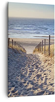 ARTTOR Bilder auf Leinwand 55x100 cm Wandbild Landschaften Maritim - 3612 | Meer Strand Düne Vertikal Groß Wanddekoration Wohnzimmer Schlafzimmer Wandkunst Wanddeko Wand Kunstdruck Küche ARTTOR