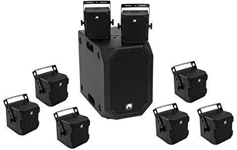 Omnitronic BOB-Set 1 Stück BOB-10A Subwoofer aktiv schwarz + 8 Stück BOB-4 Top 16 Ohm schwarz