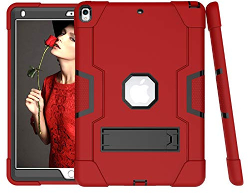 HyFone Funda para iPad Air 3 2019 & iPad Pro 10.5 - Robusto Anti Caída Duradero Resistente Protector de Cuerpo Completo Case Cover para iPad A2152 A2123 A2153 A1701 A1709 - [Rojo/Negro]