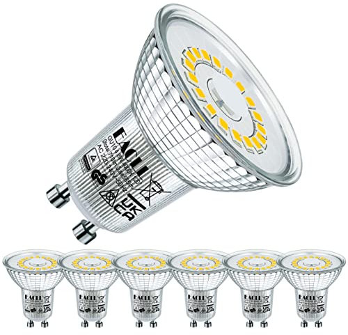 EACLL GU10 LED 4000K 4.8W Ersetzt 75W Halogen Leuchtmittel, 6er-Pack. 710 Lumen Neutralweiss Birnen, AC 230V Flimmerfrei Strahler, Abstrahlwinkel 120 Grad Spot, Nicht Dimmbar Reflektorlampen