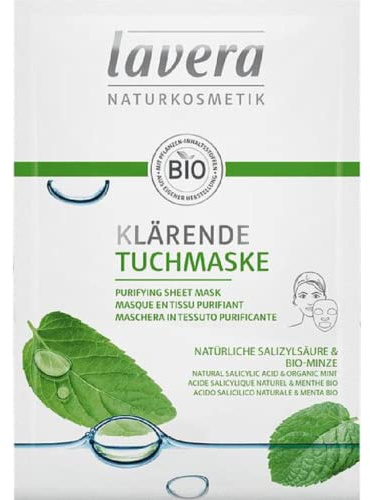Lavera Klärendes Tuchmaske Bio Minze Teint | Natürlich schöner Teint, Feuchtigkeit, verfeinertes Hautbild, Bio-Inhaltsstoffe, vegan, Naturkosmetik