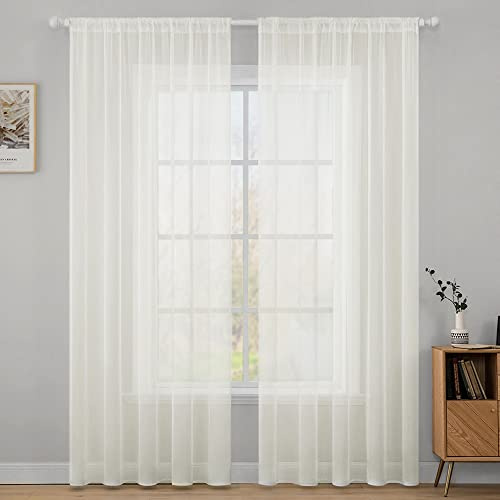 MIULEE Tende Trasparenti con Passanti Morbidi Finestre per Salotto Eleganti Soggiorno per Camera da Letto e Tende Cameretta Bambini 2 Pannelli 140x215cm Avario