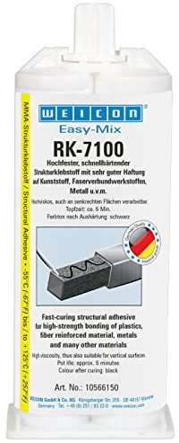 WEICON Easy-Mix RK-7100 50 ml Acrylat-Strukturkleber für Kunststoff & Metall, schwarz | 2 K Acrylatkleber, 2 Komponenten Kunststoffkleber, Plastikkleber, für Kunststoff, Metall, Glas, Keramik, GFK, PVC, ABS