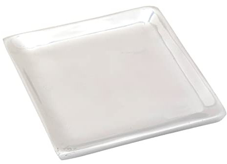 NKlaus piatto per candele quadrato 8x8cm interno portacandele argento lucido sottobicchiere 10408