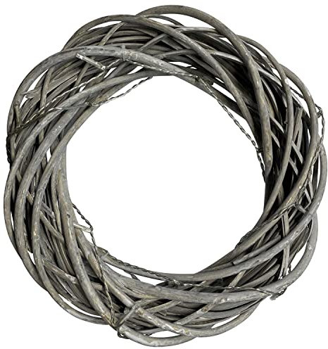 Weihnachtsdeko Weihnachtskranz Weidenkranz 30cm in grau, mit 20 LED warmweiss, Batteriebetrieb