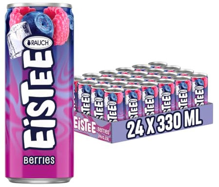 Rauch Eistee Berries | Frischester Berries-Eistee mit Himbeer-Heidelbeer Geschmack | Purer Tee Genuss | Idealer Durstlöscher | Erfrischungsgetränk | 24x 330ml Dose