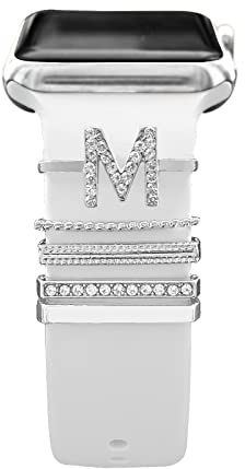 Diamant Décorative Compatibles avec Bracelets en Silicone Apple Watch 38mm 40mm 41mm 42mm 44mm 45mm, Décoration de Bracelet en Métal pour iWatch 7 6 5 4 3 2 1 SE